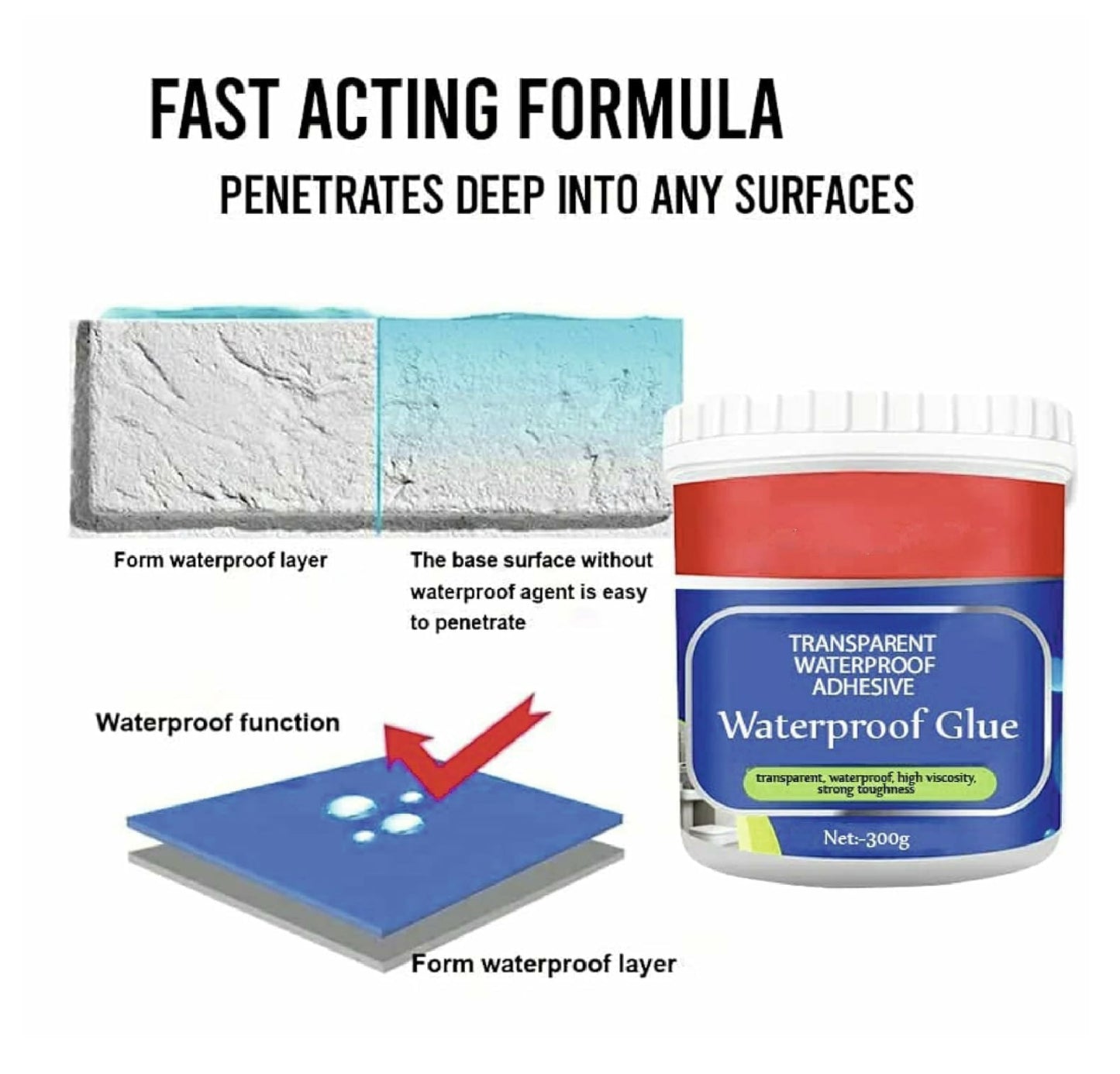 Crack Seal Glue 300gm with Brush Transparent Adhesive Waterproof Glue