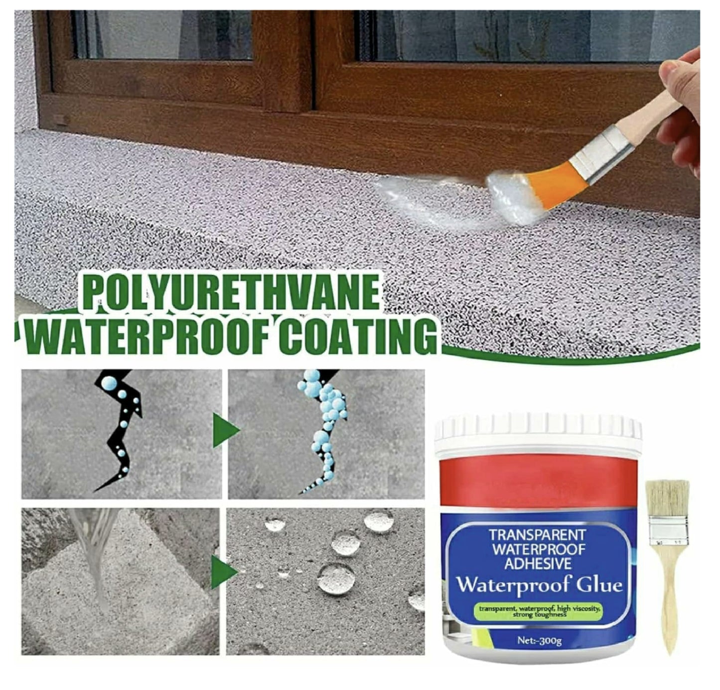 Crack Seal Glue 300gm with Brush Transparent Adhesive Waterproof Glue