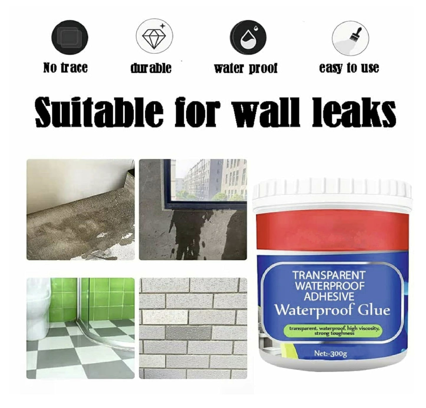 Crack Seal Glue 300gm with Brush Transparent Adhesive Waterproof Glue